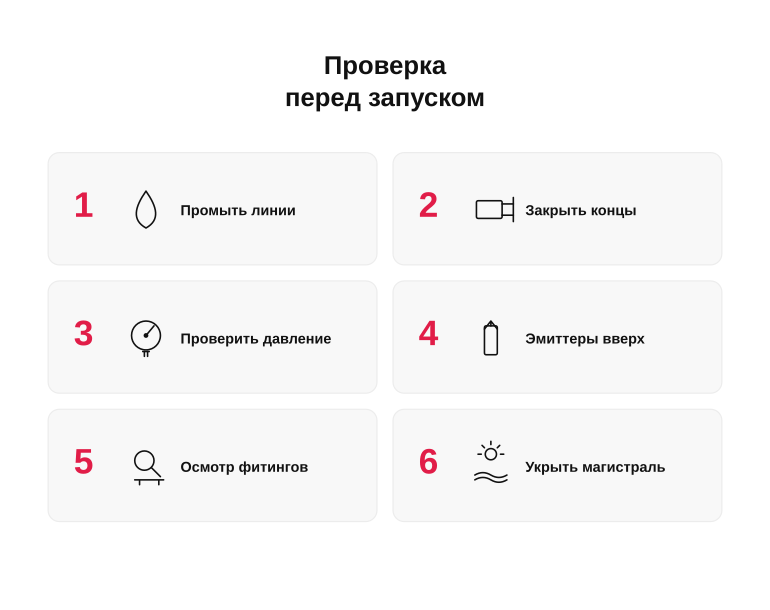 Памятка: проверка капельной системы перед запуском