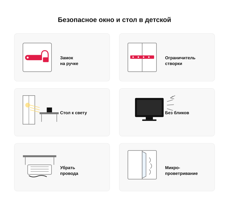 Памятка: безопасное окно и стол в детской