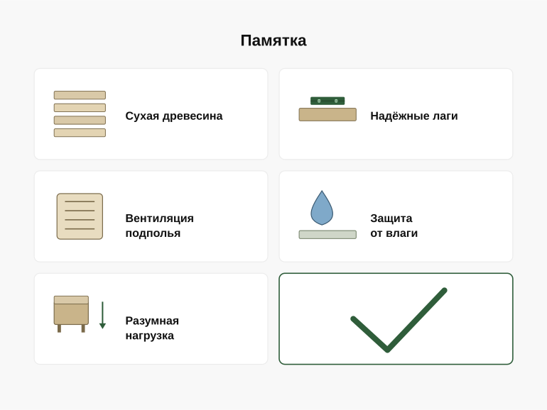 Памятка перед устройством деревянного пола