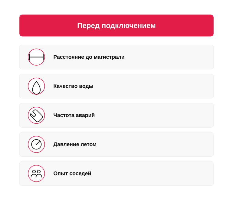 Памятка перед подключением к центральной воде